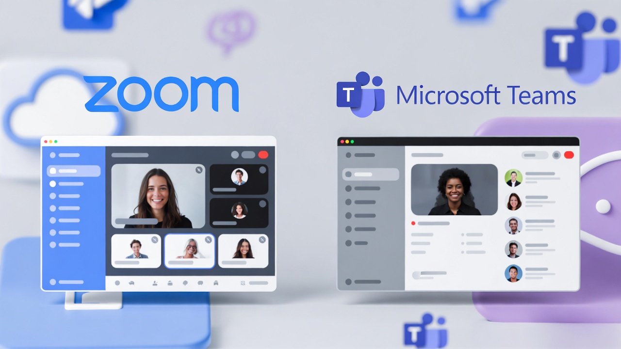 Zoom and Microsoft Teams meeting interfaces